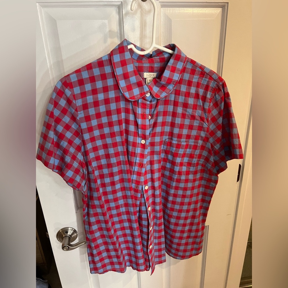 J. Crew Women's Red and Blue Plaid Blouse